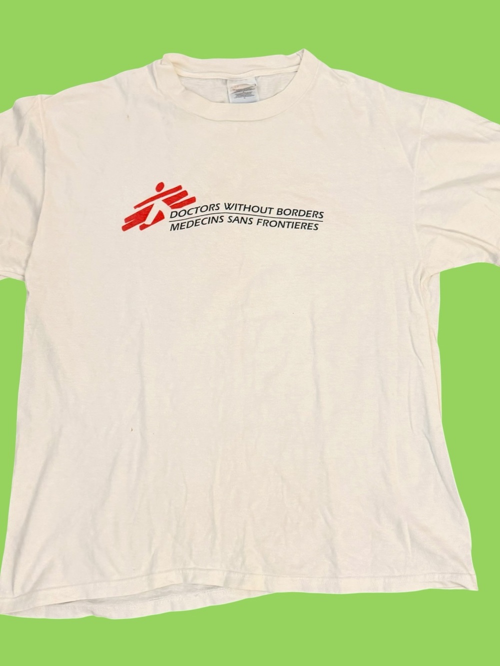 Vintage 90s Single Stitch Doctors Without Borders Shirt White Front And Back Lg